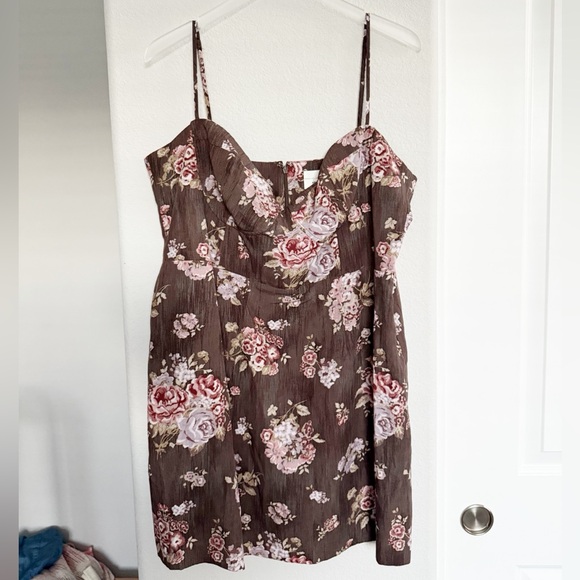 Brock Collection x H&M Brown Floral Mini Dress XL - Picture 2 of 5